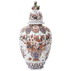 Antique Dutch Delft 19th Century Vase or Jar with Lid