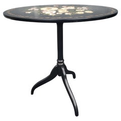 Oriental Accent Hand Painted Tilt Top Cocktail Accent Table