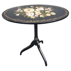 Oriental Accent Hand Painted Tilt Top Cocktail Accent Table