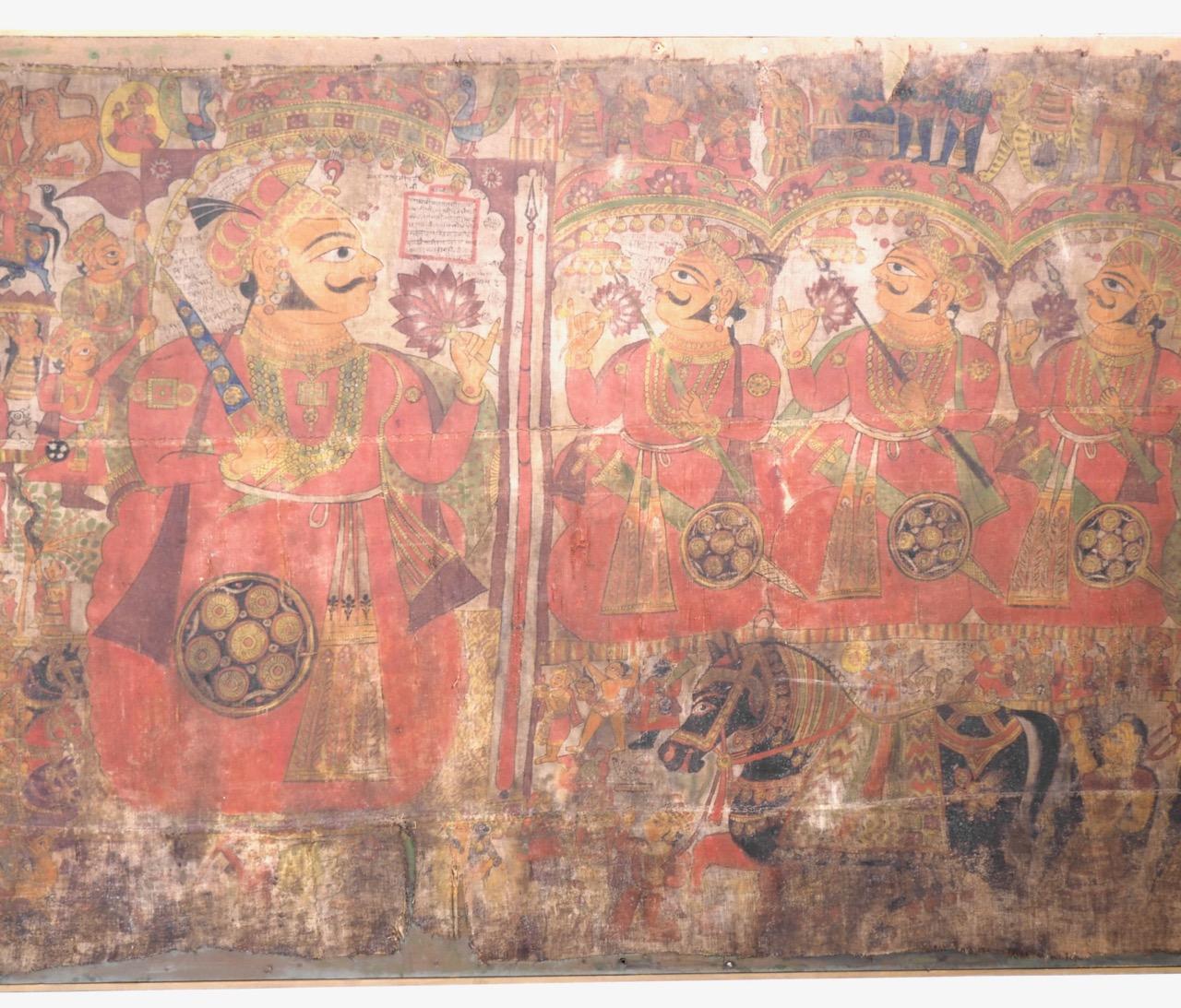 18th Century and Earlier Oriental and Large Painting on Canvas, Probably, 18th-19th Century For Sale
