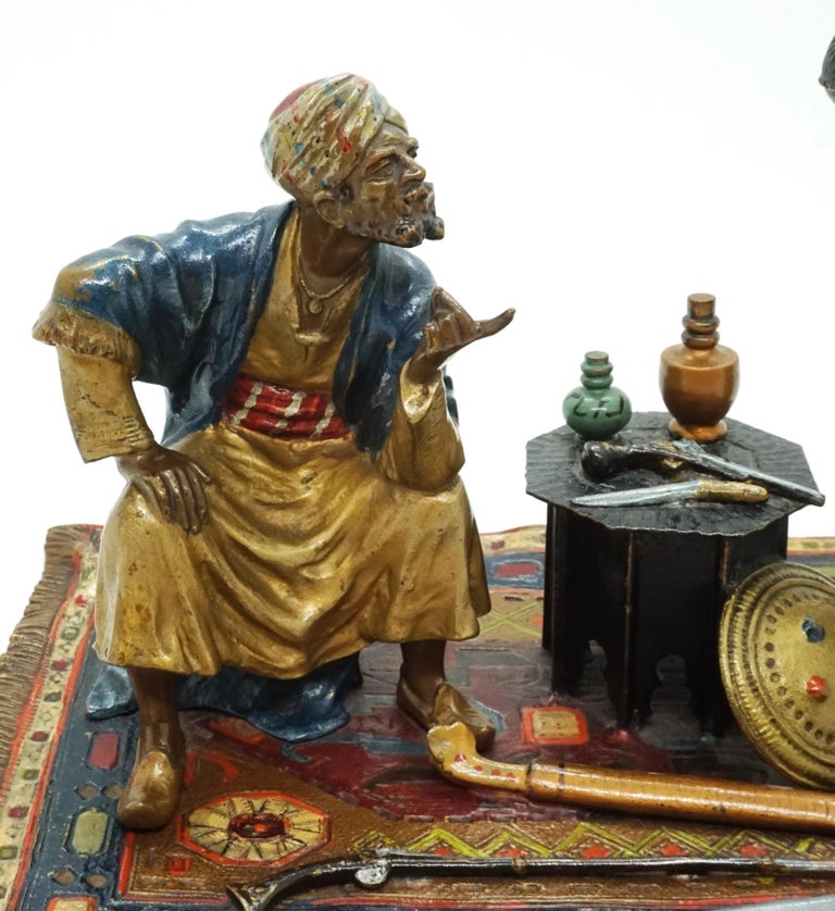 Oriental Antique Dealers Viennese Carpet Bronze by Bergmann, circa 1900 at 1stDibs