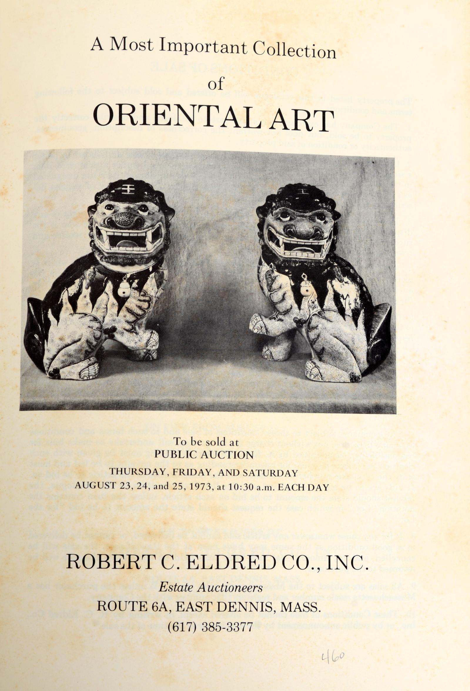 Oriental Art at Auction, 1st Ed Presentation Copy, Eldred 1973 In Good Condition For Sale In valatie, NY