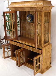 Aparador de ratán de bambú de estilo Asian Style Oriental Buffet Vitrina Curio Aparador