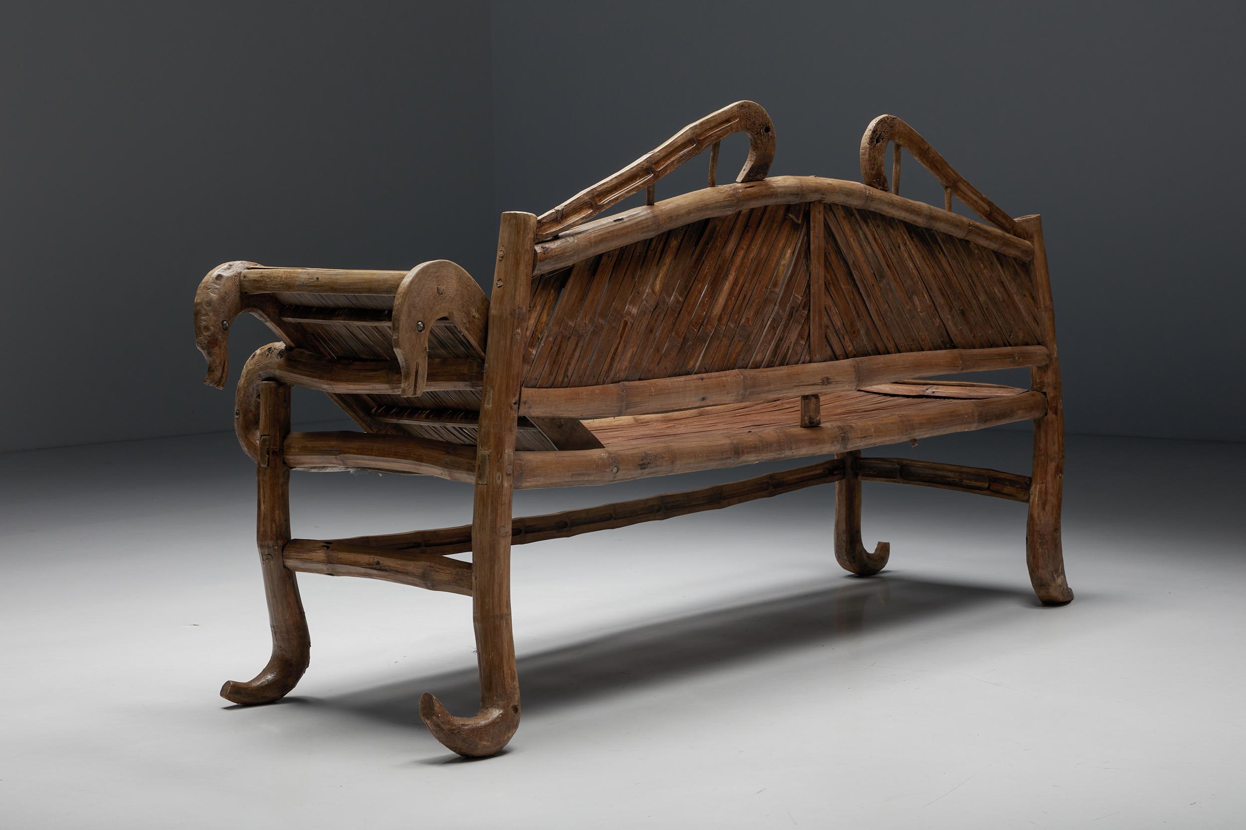 Orientalisches Bambus-Sofa-Bett, 20. Jahrhundert im Zustand „Hervorragend“ im Angebot in Antwerp, BE