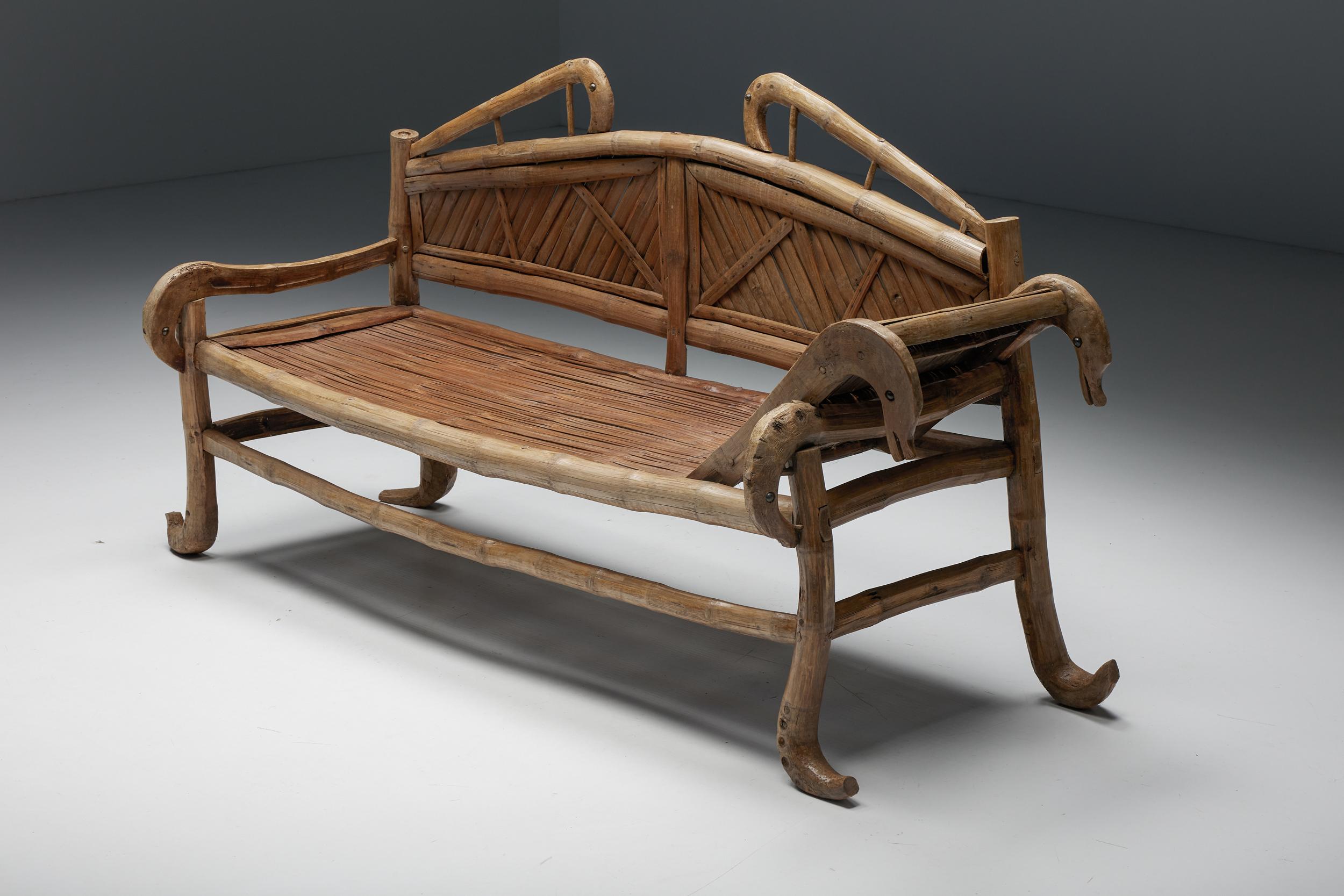 Oriental Bamboo Sofa-Bed, 20th Century In Excellent Condition For Sale In Antwerp, BE