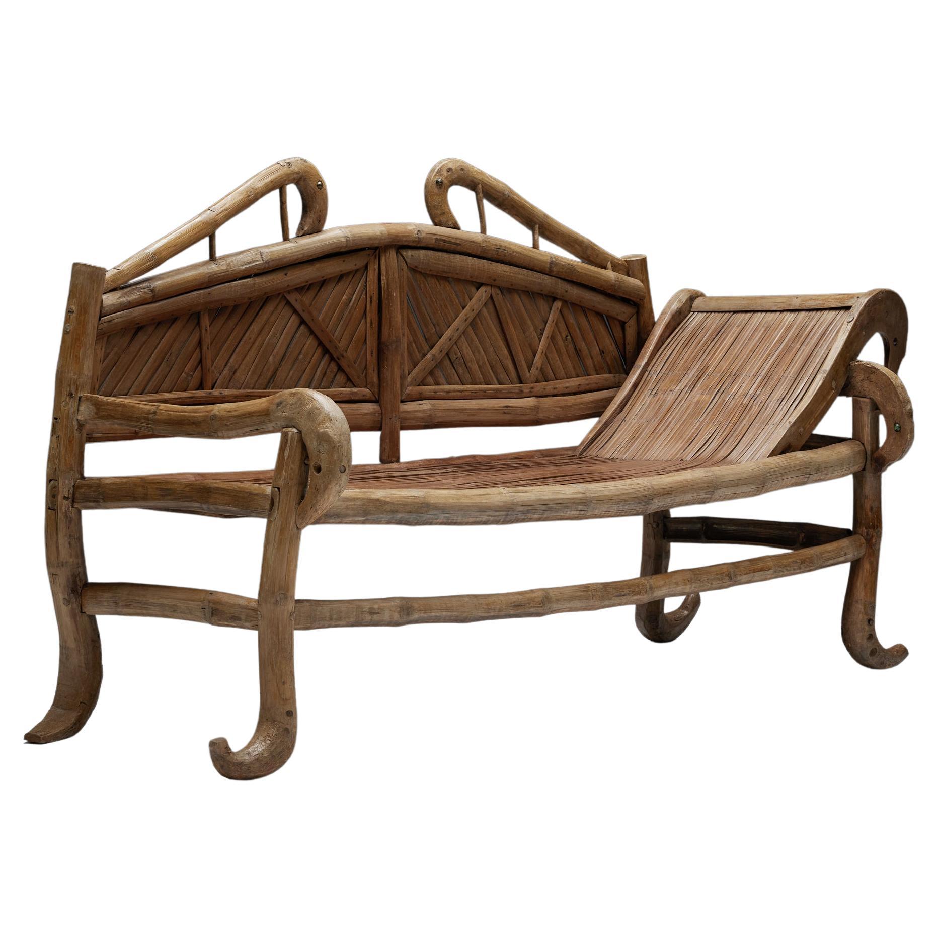 Oriental Bamboo Sofa-Bed, 20th Century For Sale