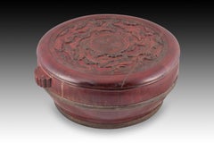 Oriental basket or box. Carved and lacquered wood, etc. Around 1950, p China.