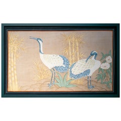 Oriental Bird Scene Painting on Silk
