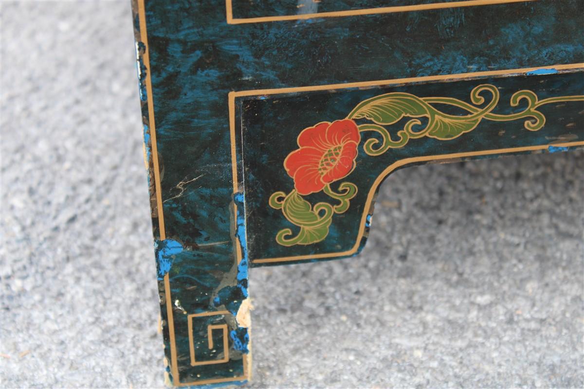 Chinese Oriental Bookcase Vetrine with Lotus Flower and Birds in Lacquer, 1970, Asia