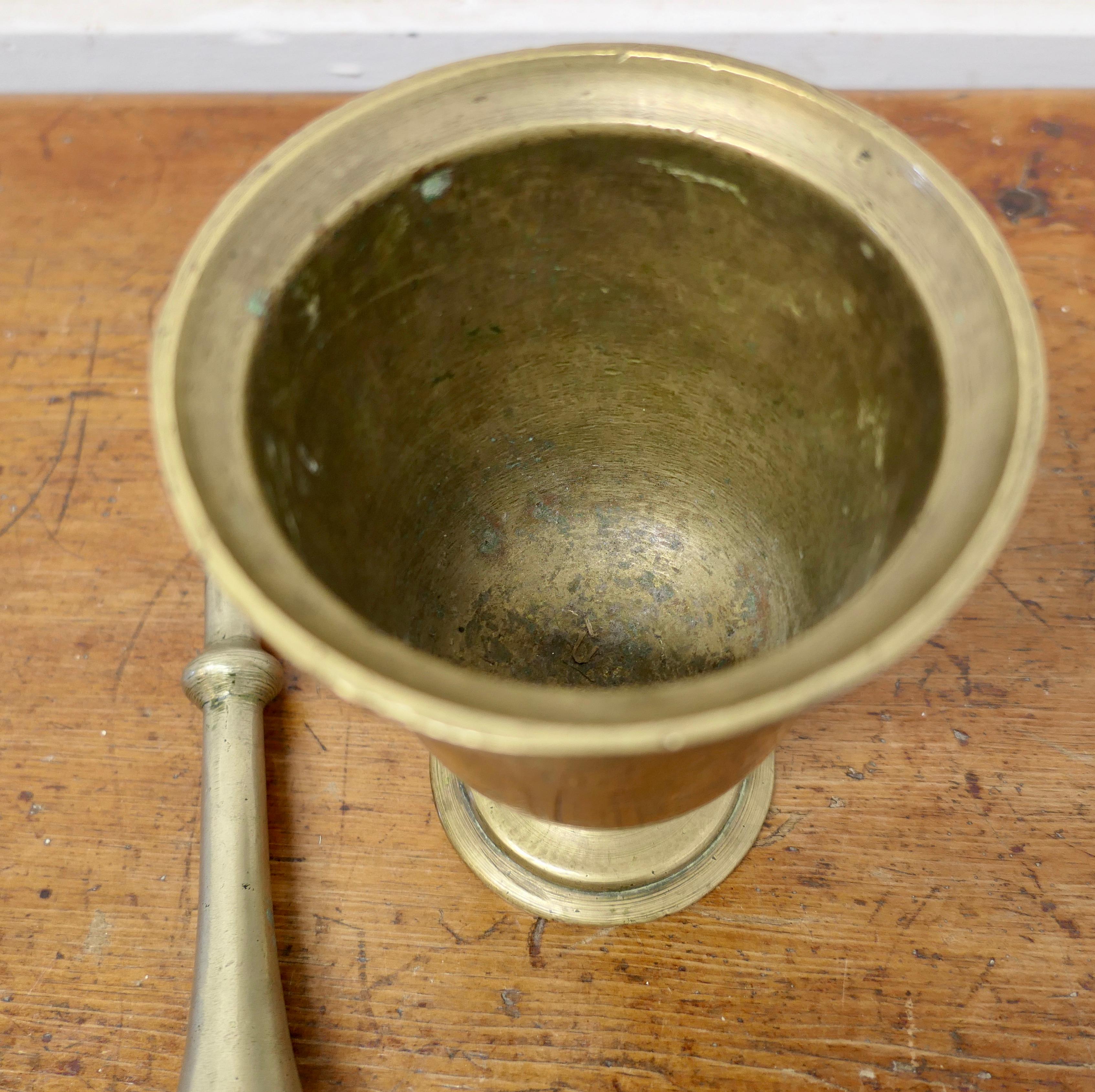 19th Century Oriental Brass Pestle and Mortar     For Sale