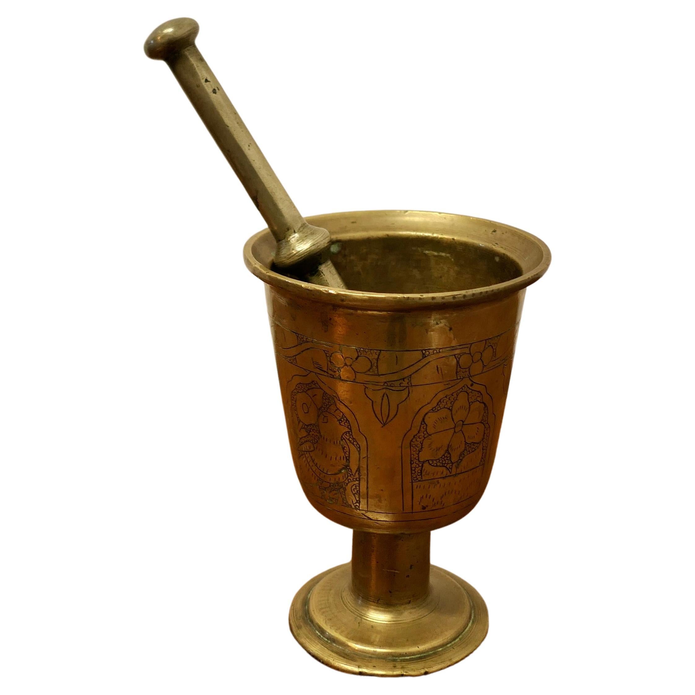 Oriental Brass Pestle and Mortar    