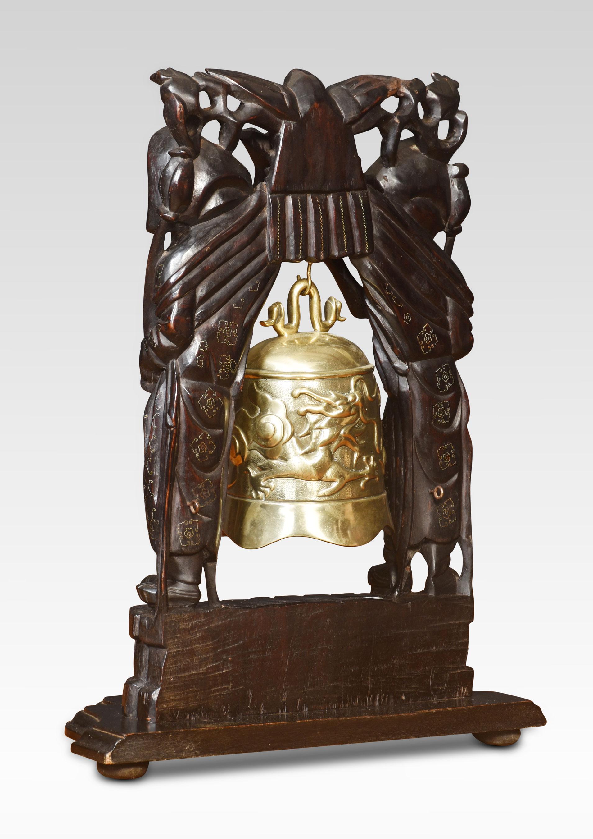 Oriental brass temple bell In Good Condition For Sale In Cheshire, GB