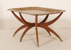 Oriental Brass Tray Charger on Teak Stand