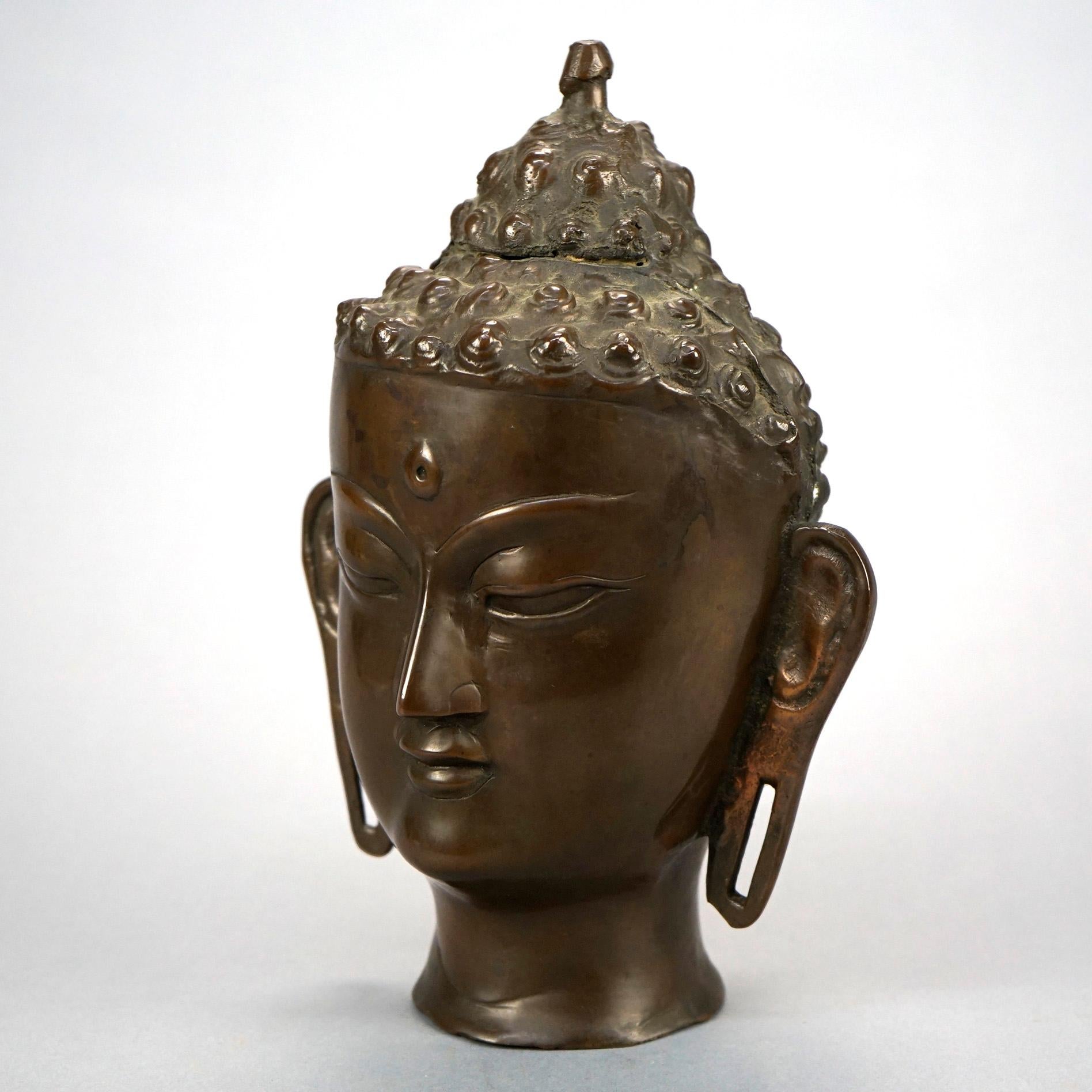 Asian Oriental Bronze Sculpture Shiva Bust, 20th C