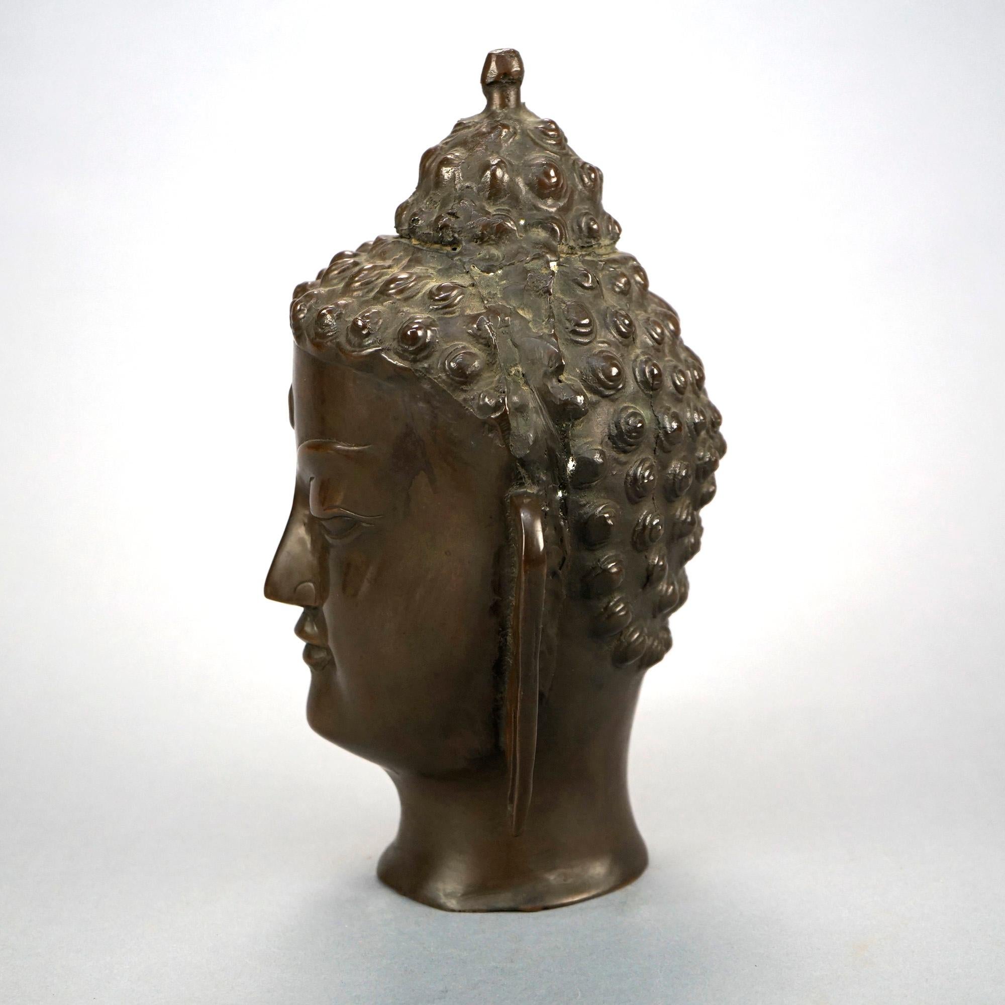 Oriental Bronze Sculpture Shiva Bust, 20th C In Good Condition For Sale In Big Flats, NY