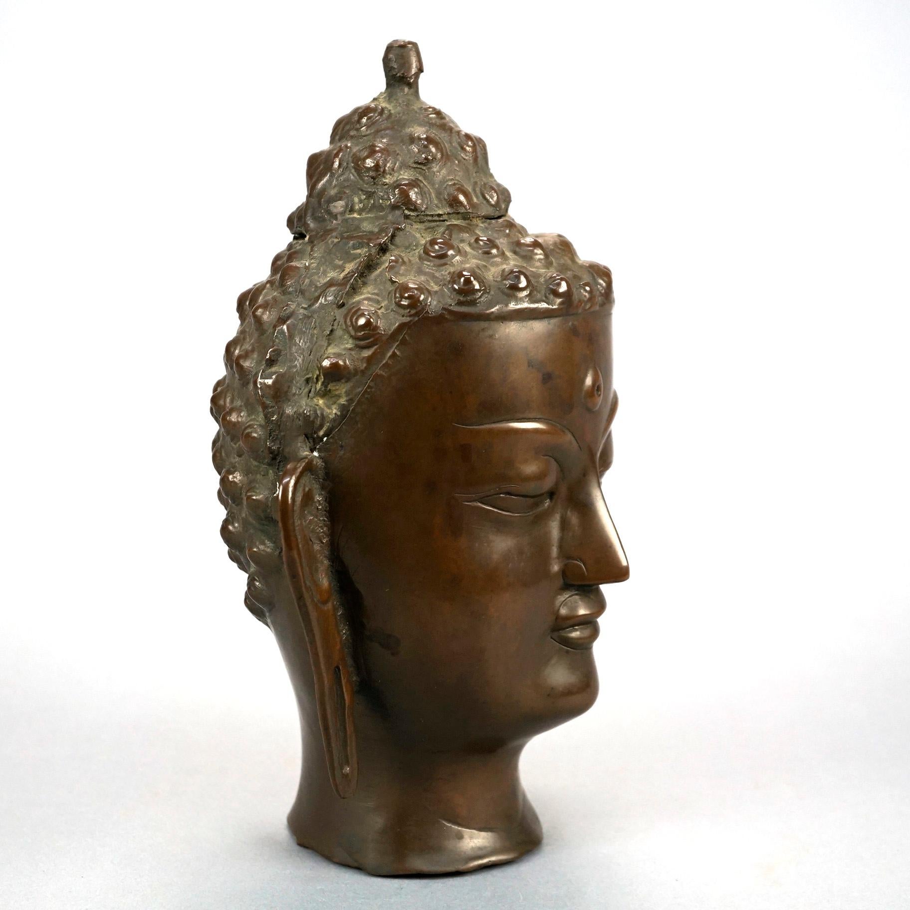 20th Century Oriental Bronze Sculpture Shiva Bust, 20th C