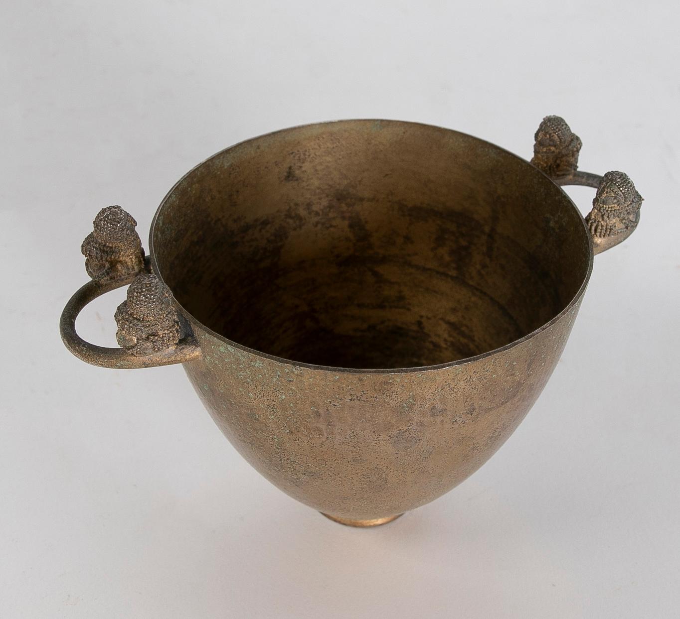 Oriental Bronze Vessel with Handles on the Sides.