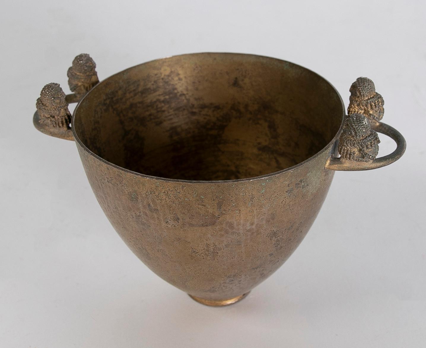 Asian Oriental Bronze Vessel with Handles on the Sides