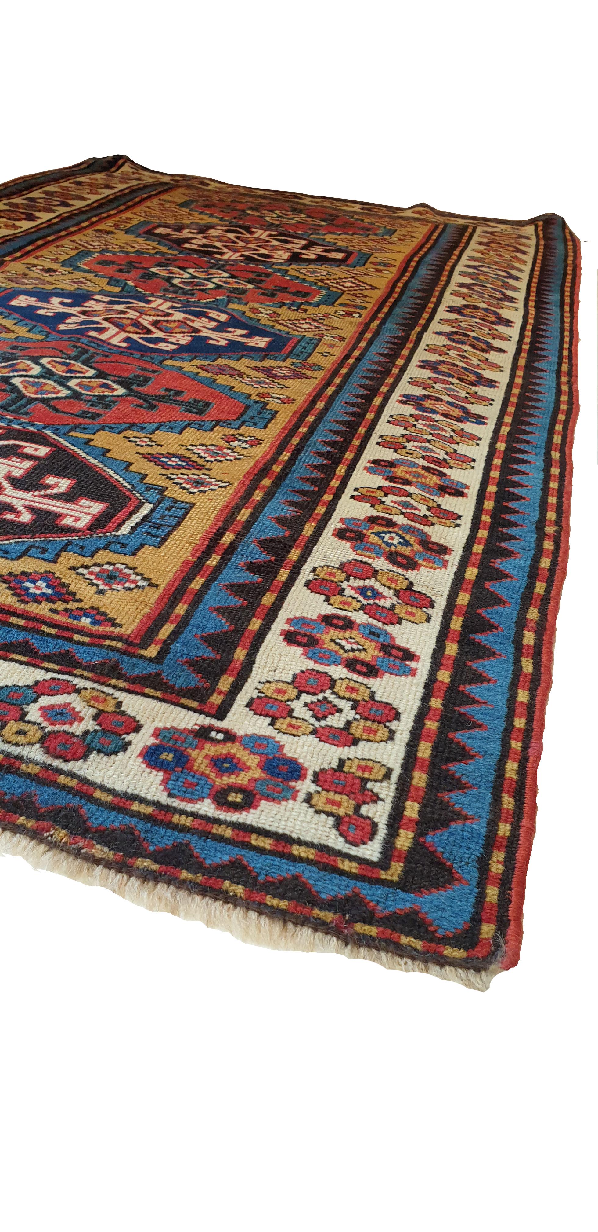 Rustic 638 - Oriental Carpet, 19th Century, kazak For Sale