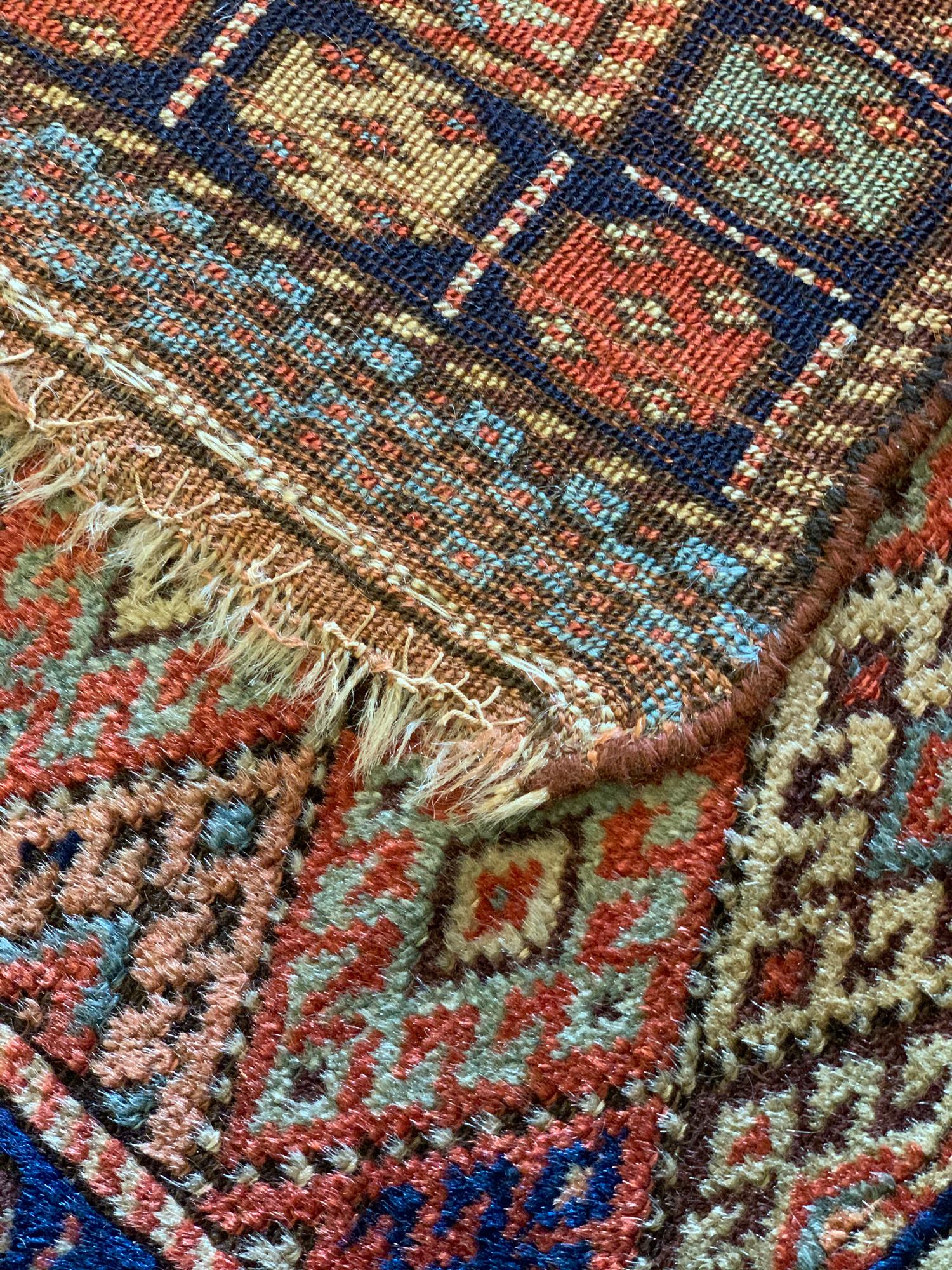 Organic Modern Oriental Carpet Antique Rugs, Small Geometric Wool Azerbaijan Area Rug For Sale