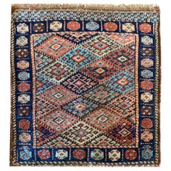 Oriental Carpet Antique Rugs, Small Geometric Wool Azerbaijan Area Rug