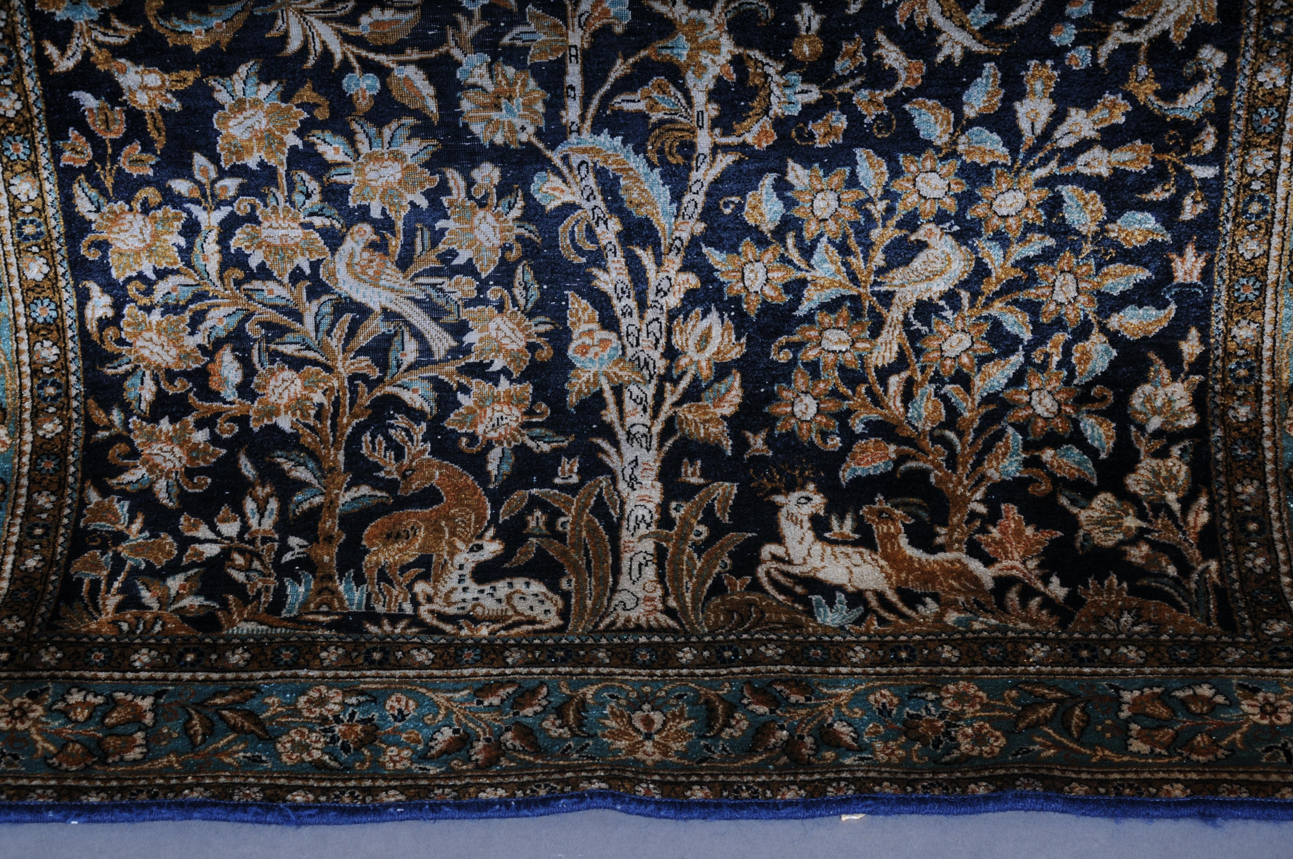 20th Century Oriental carpet/bridge silk paradise garden 20th century For Sale