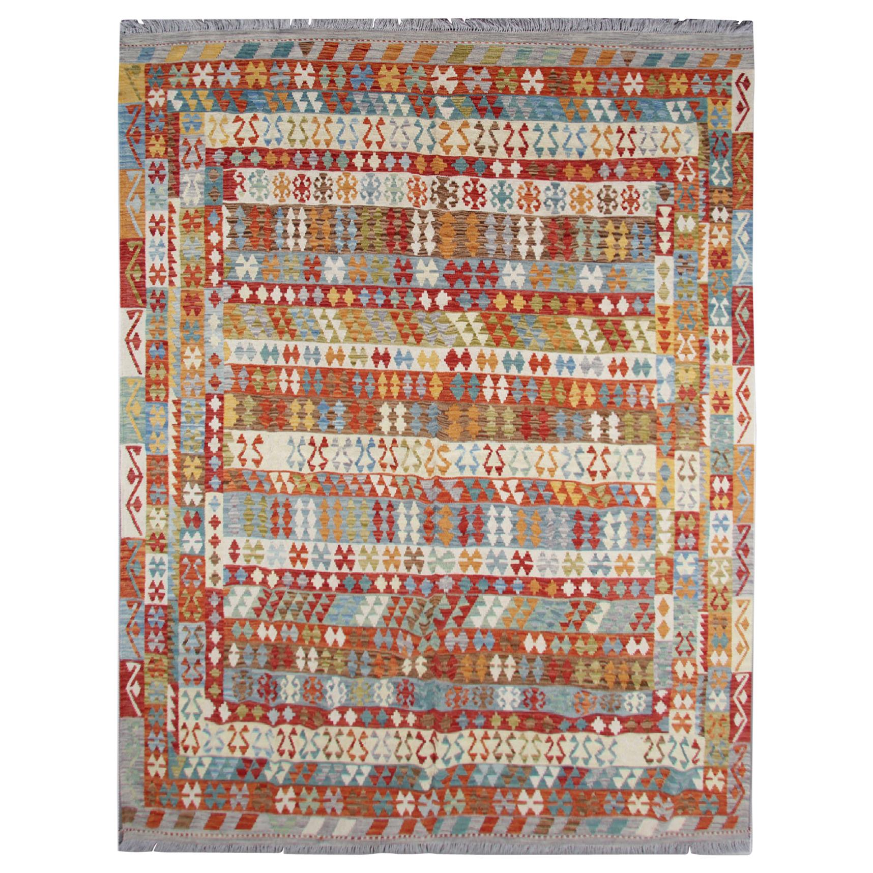 Tapis oriental Tapis traditionnel afghan Kilim Tapis en laine multicolore