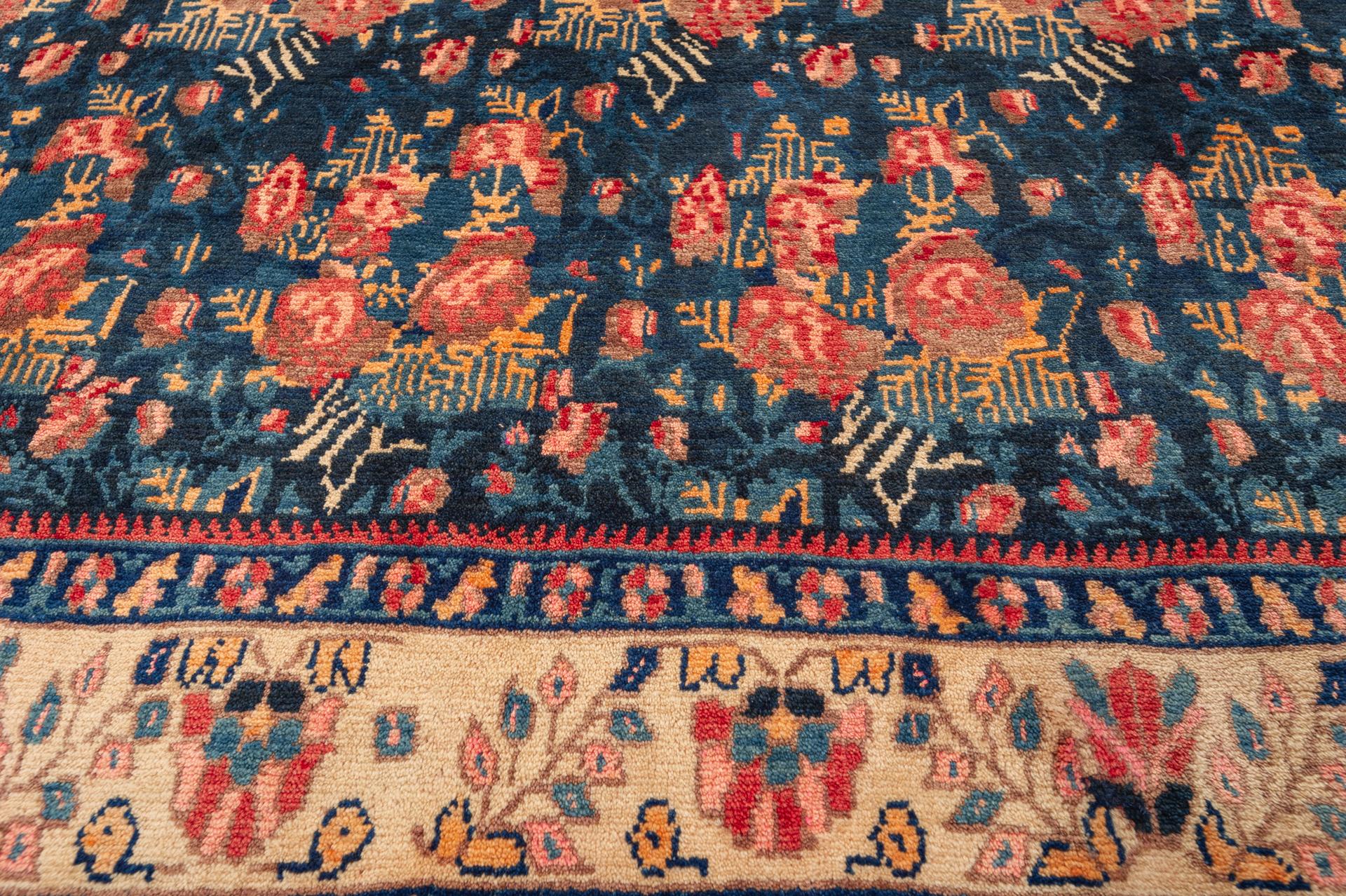 Hand-Knotted Oriental Carpet With Roses For Sale