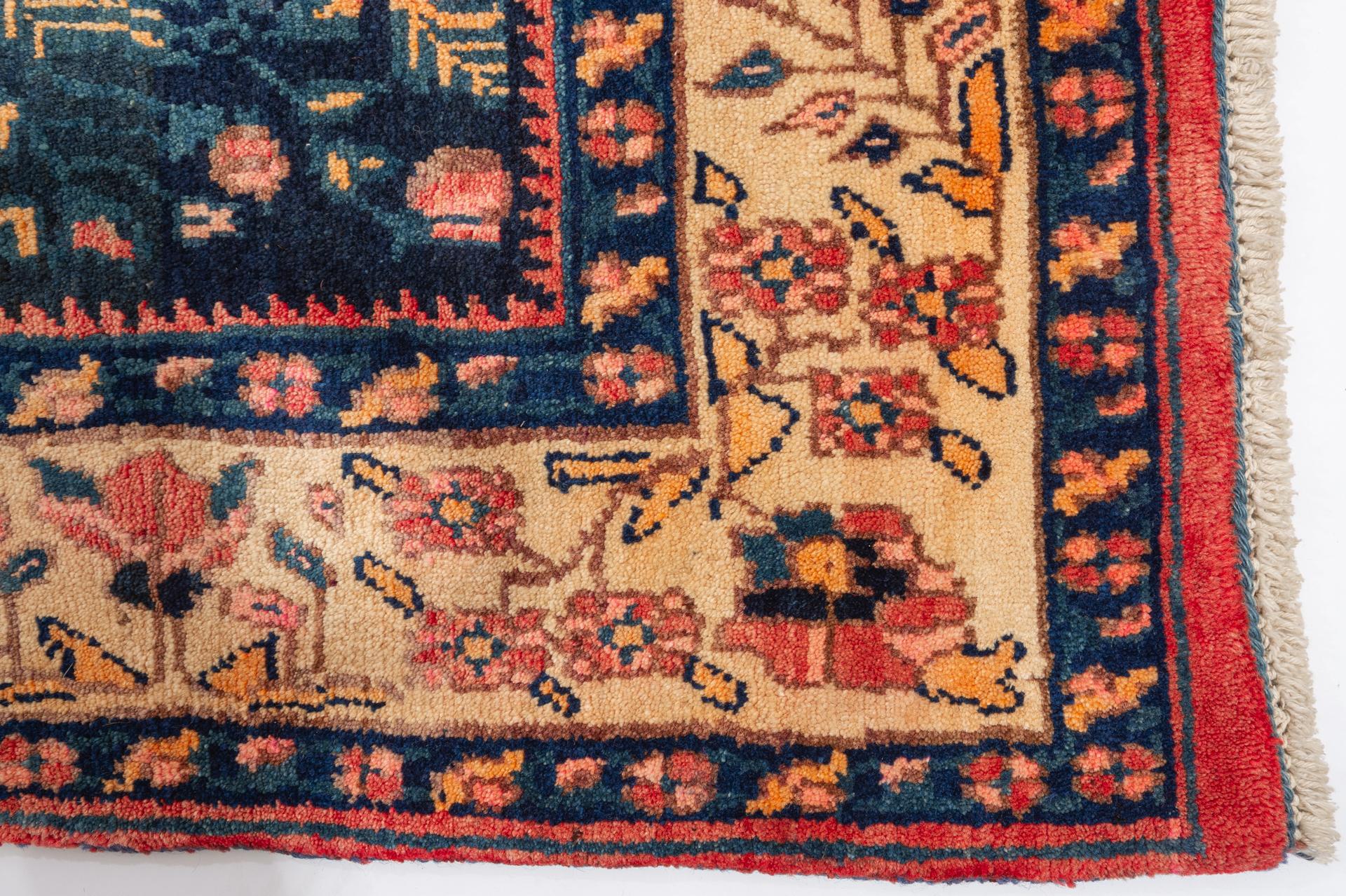 Wool Oriental Carpet With Roses For Sale