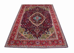 Tappeti orientali in lana rossi grandi tappeti vintage per il soggiorno in vendita