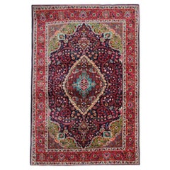 Tapis Oriental Tapis de laine rouge - Grands tapis de salon vintage en vente