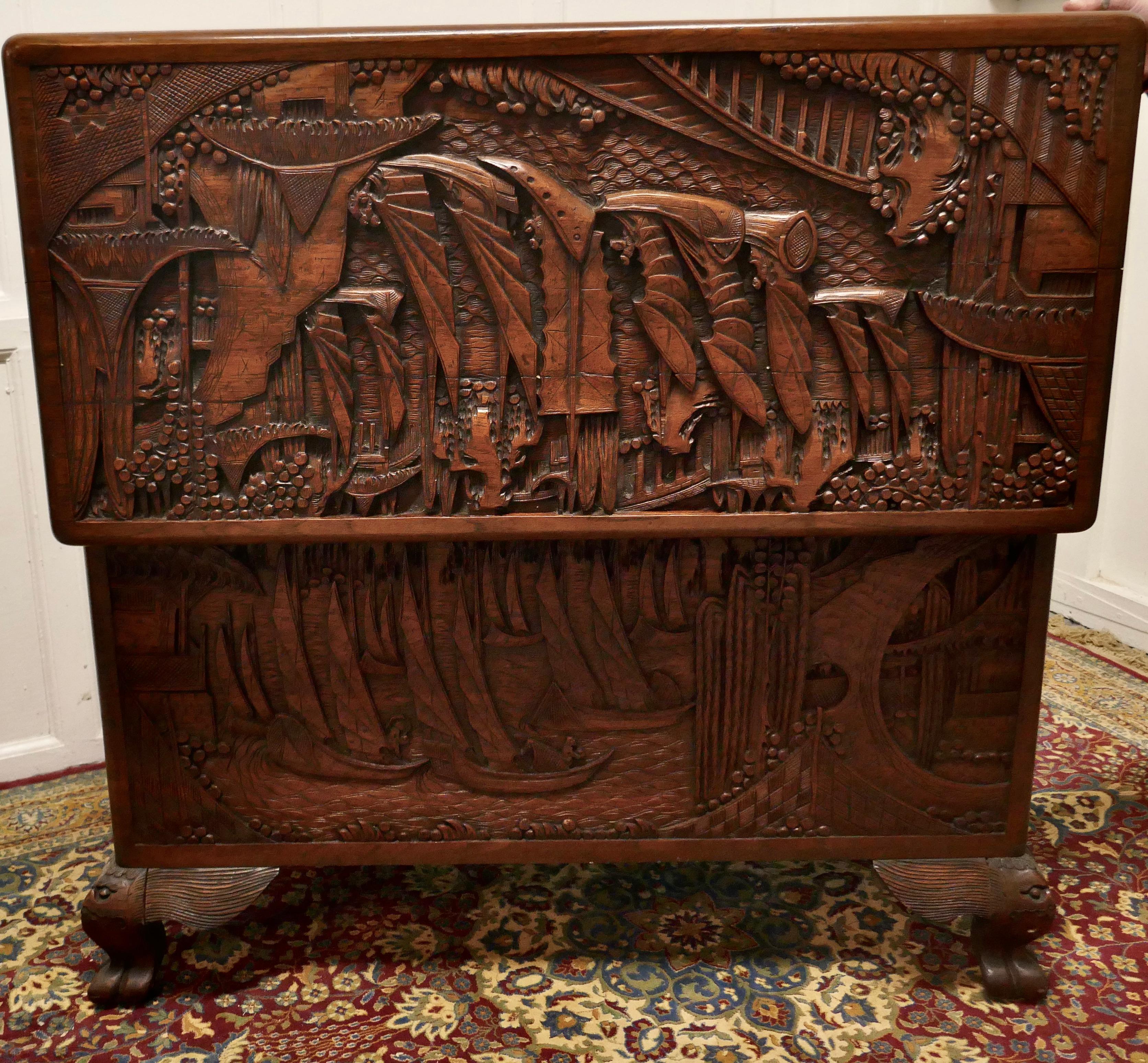 Oriental Carved Camphor Wood Chest 6