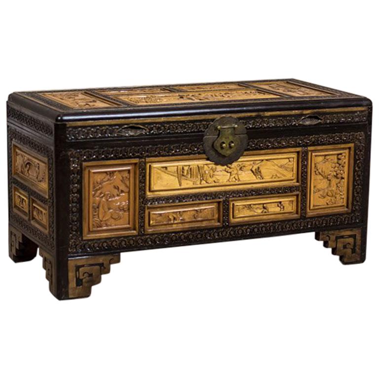 Oriental, Carved Chest, 1970s For Sale at 1stDibs