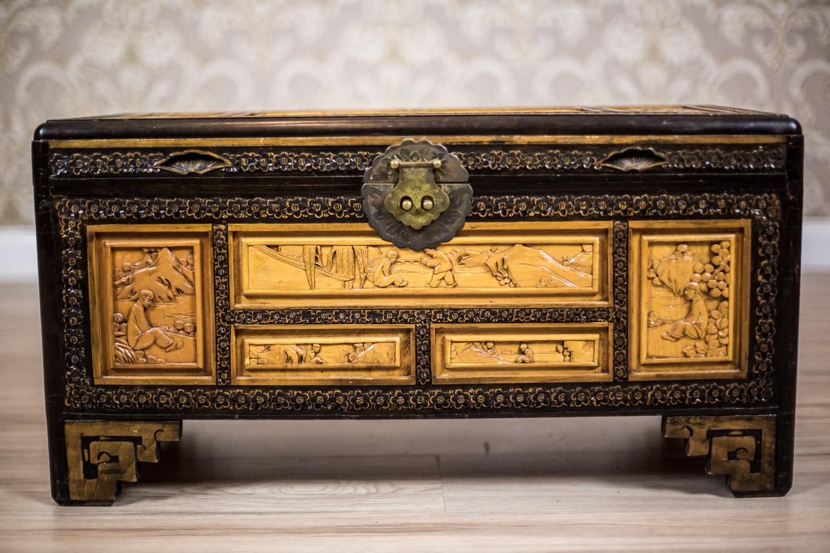 Chinese Oriental, Carved Chest, 1970s For Sale
