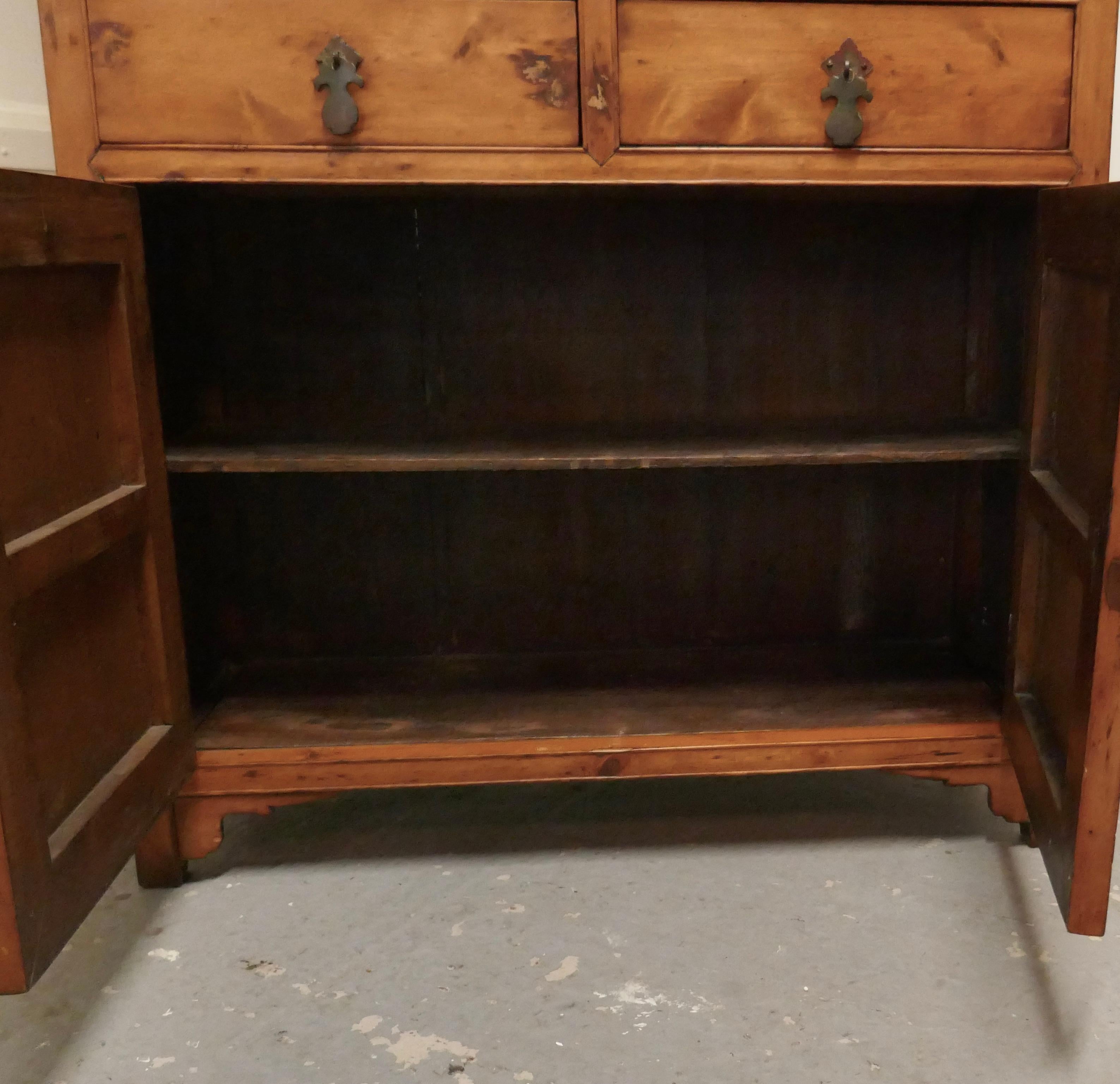 Oriental Carved Open Dresser or Hall Cupboard In Good Condition For Sale In Chillerton, Isle of Wight