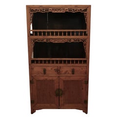Oriental Carved Open Dresser or Hall Cupboard