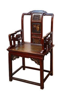 Oriental Chair, (four chairs set), Lacquered Wood, 19th Century