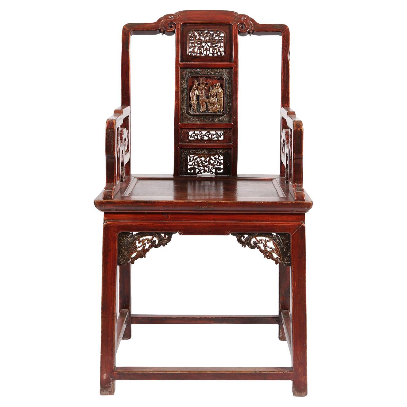 Oriental Chair, (four chairs set), Lacquered Wood, 19th Century For Sale