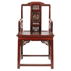 Antique Oriental Chair, (four chairs set), Lacquered Wood, 19th Century