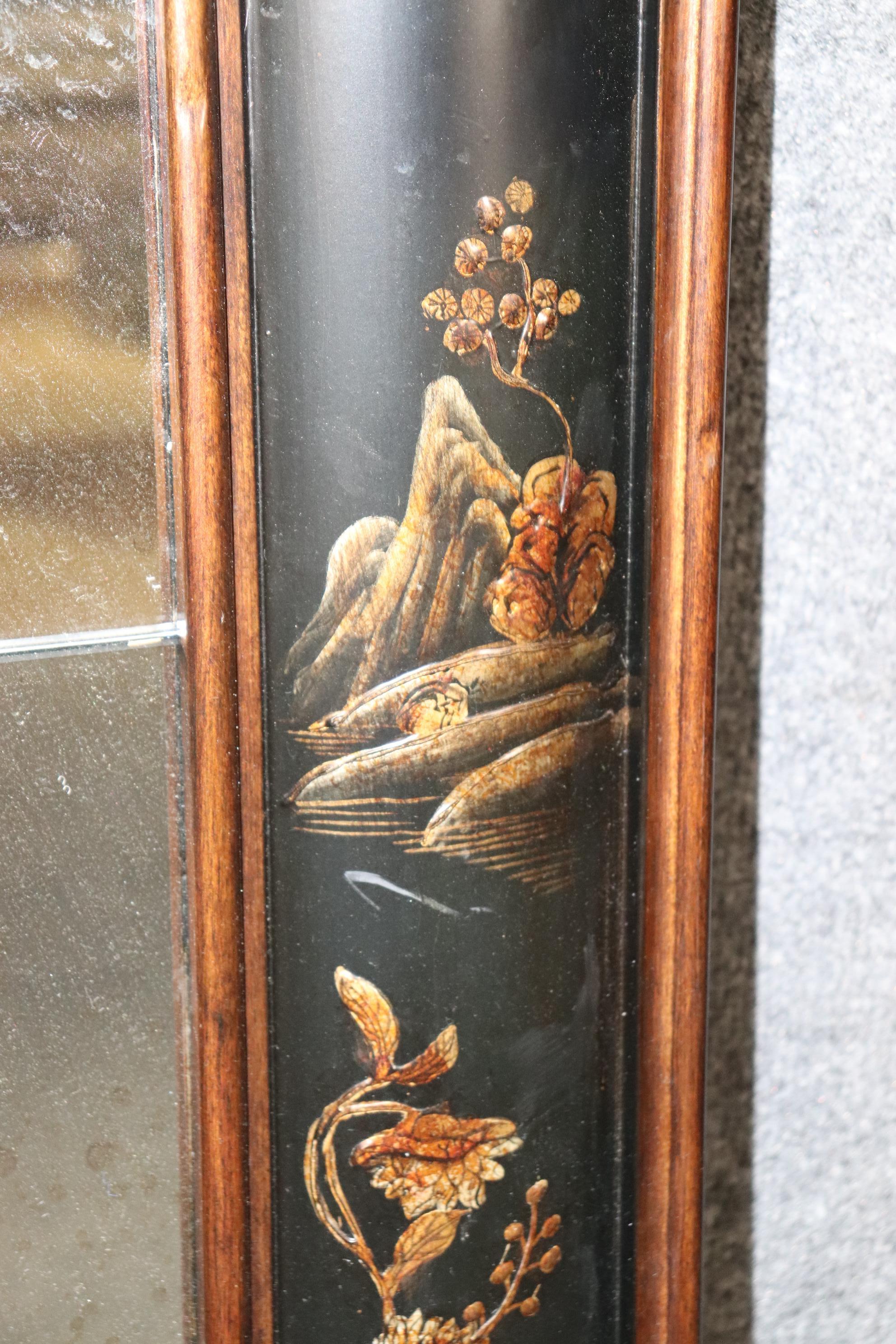 Oriental Chinoiserie Style Ebonized Wall Hanging Mirror by Baker 2