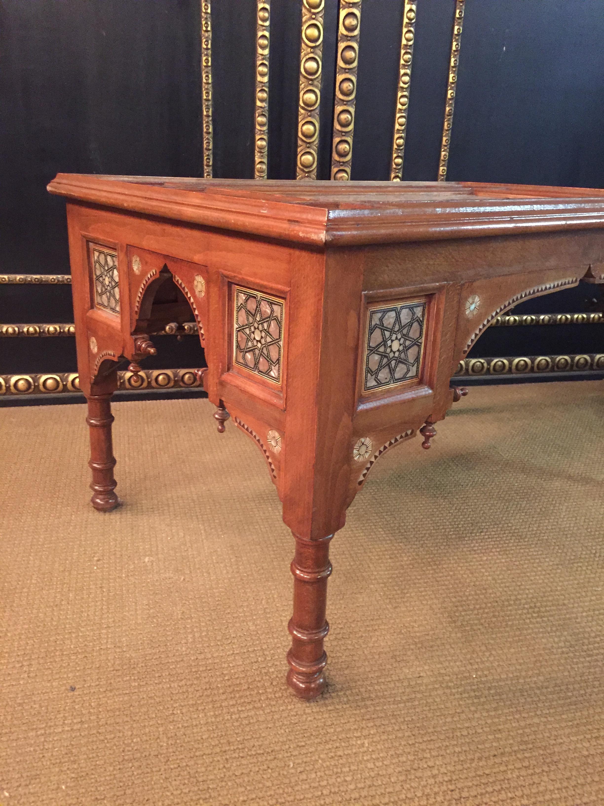 Islamic Antique Oriental Coffee Table, Inlaid with Finest Mother of Pearl