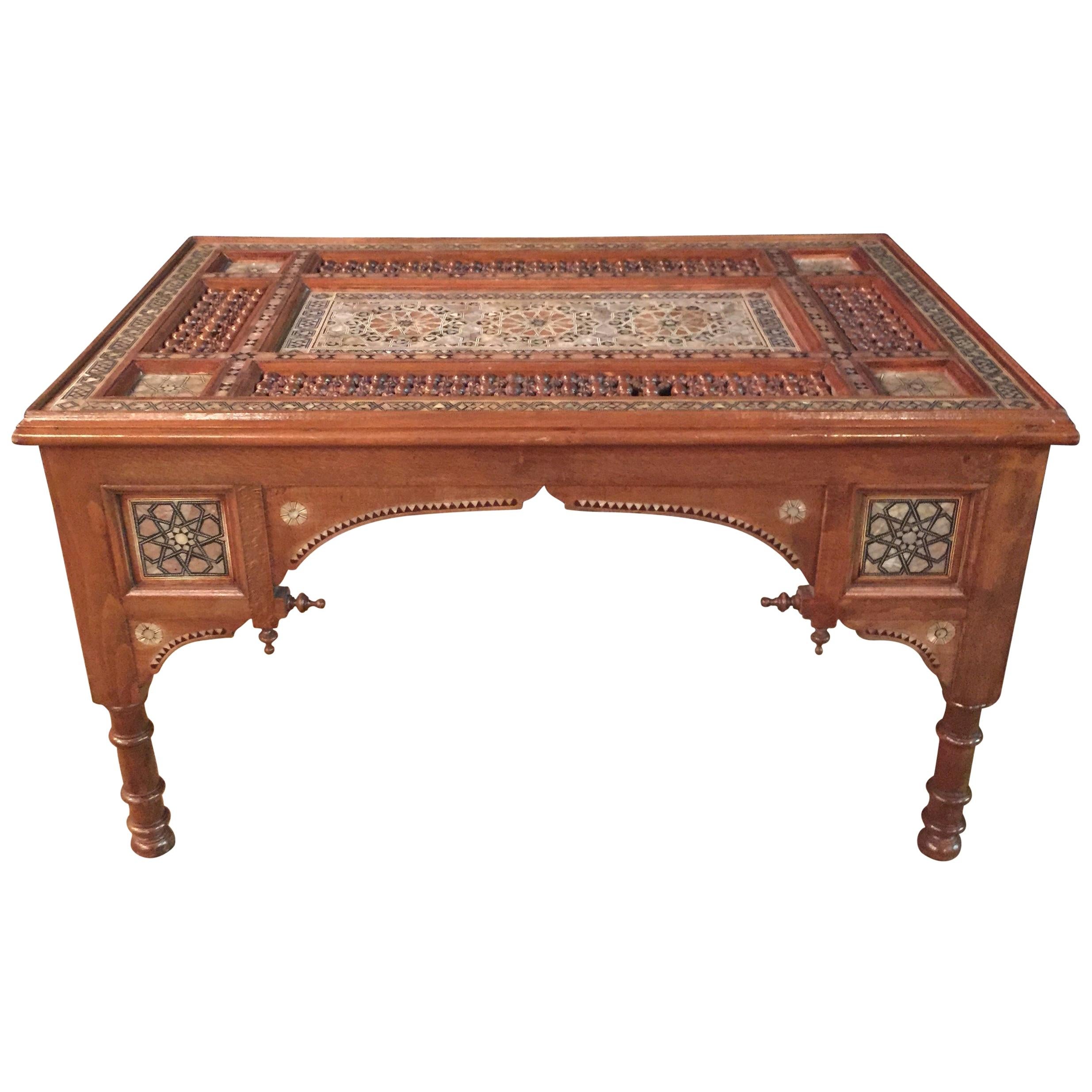 Antique Oriental Coffee Table Inlaid with Finest Mother of Pearl For Sale