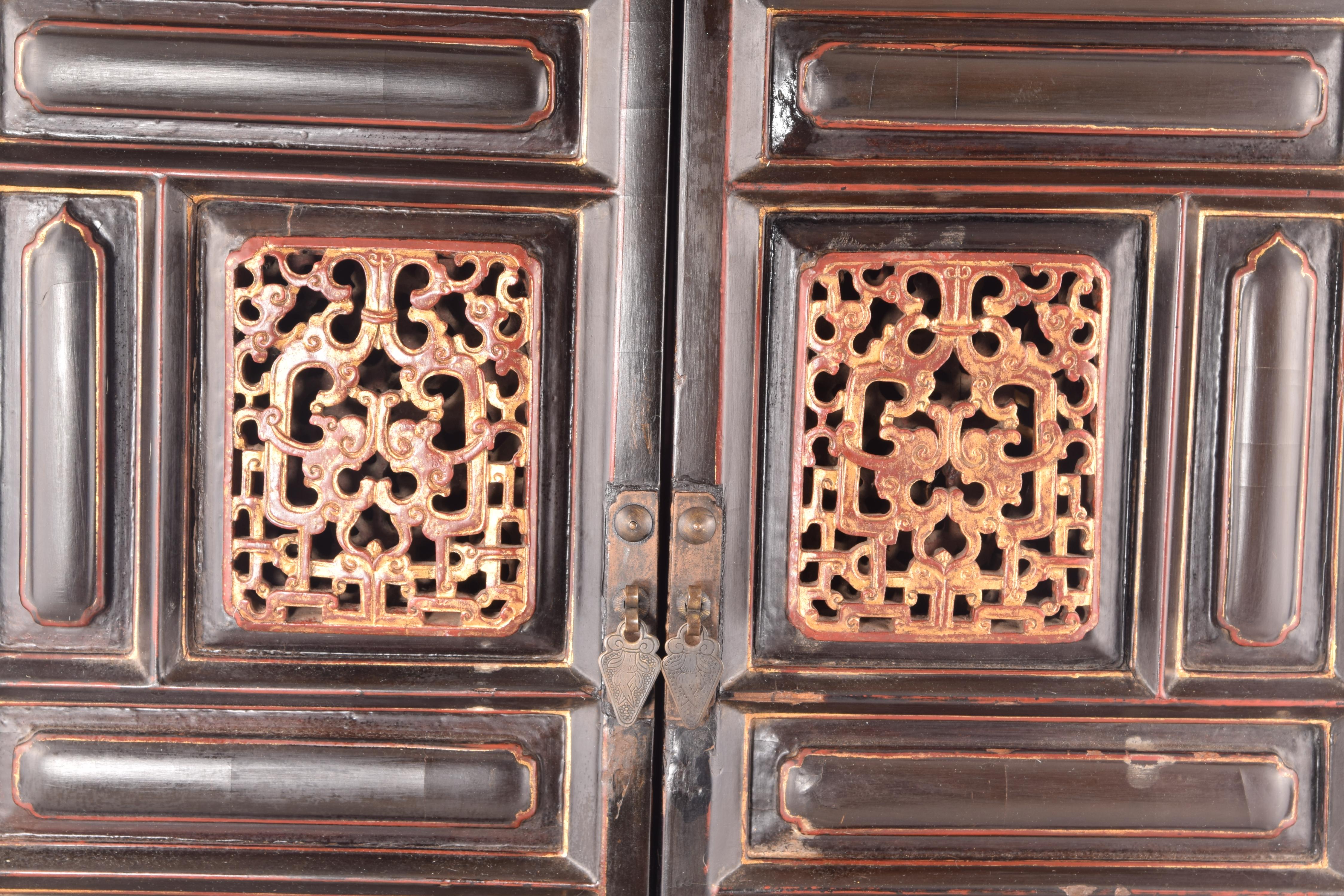 Oriental cupboard. Wood, metal. 19th century. For Sale 3