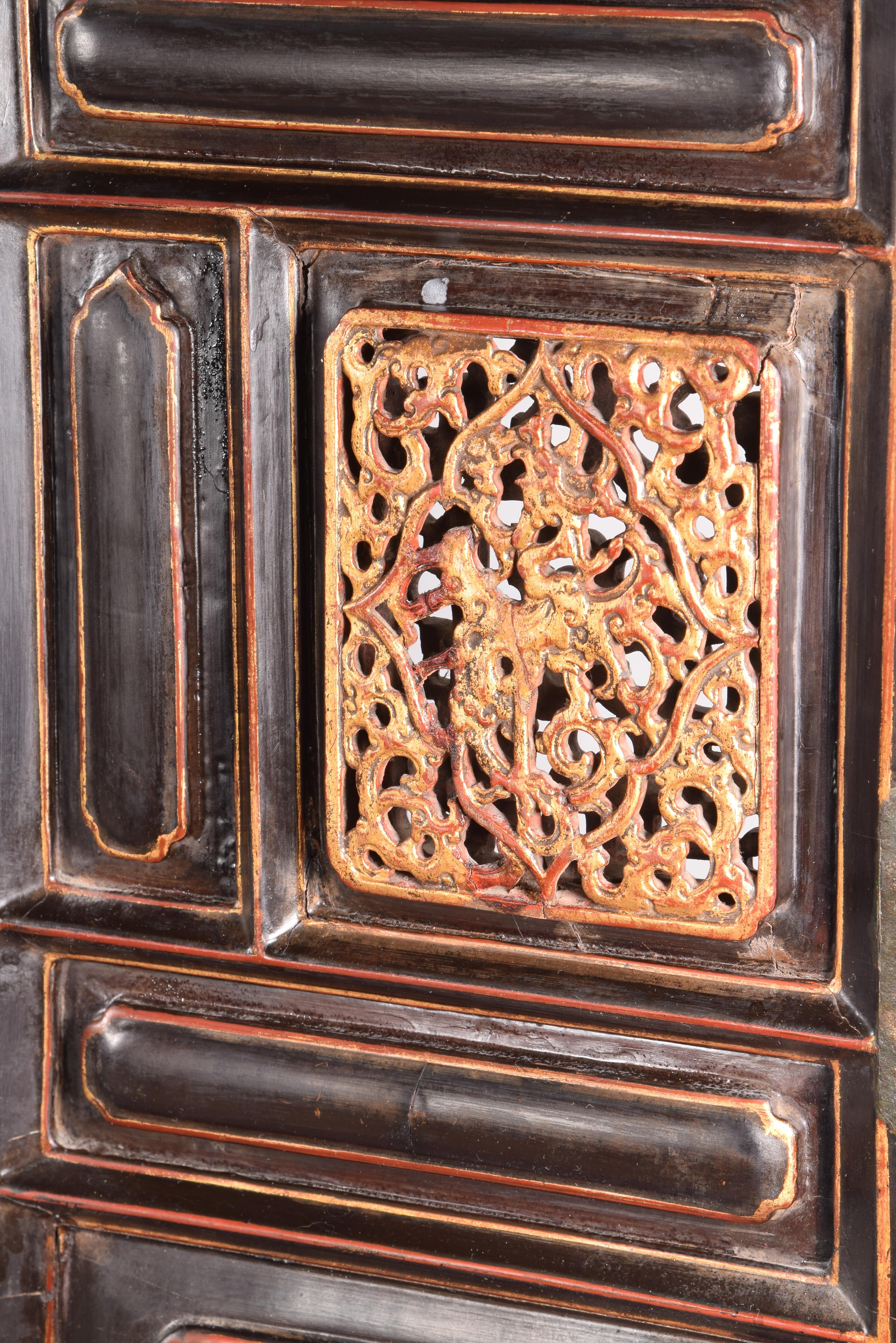 Asian Oriental cupboard. Wood, metal. 19th century. For Sale