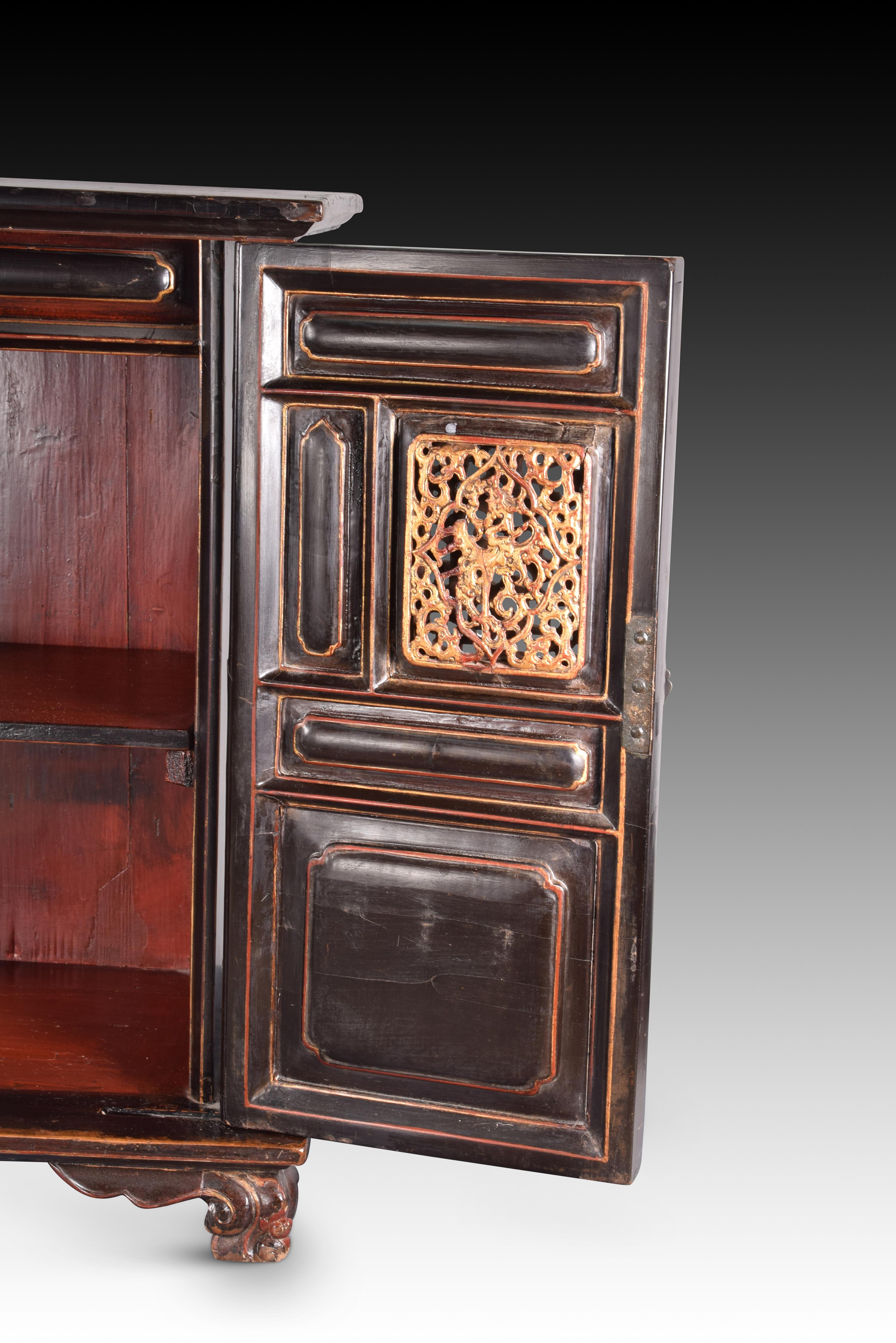 Metal Oriental cupboard. Wood, metal. 19th century. For Sale