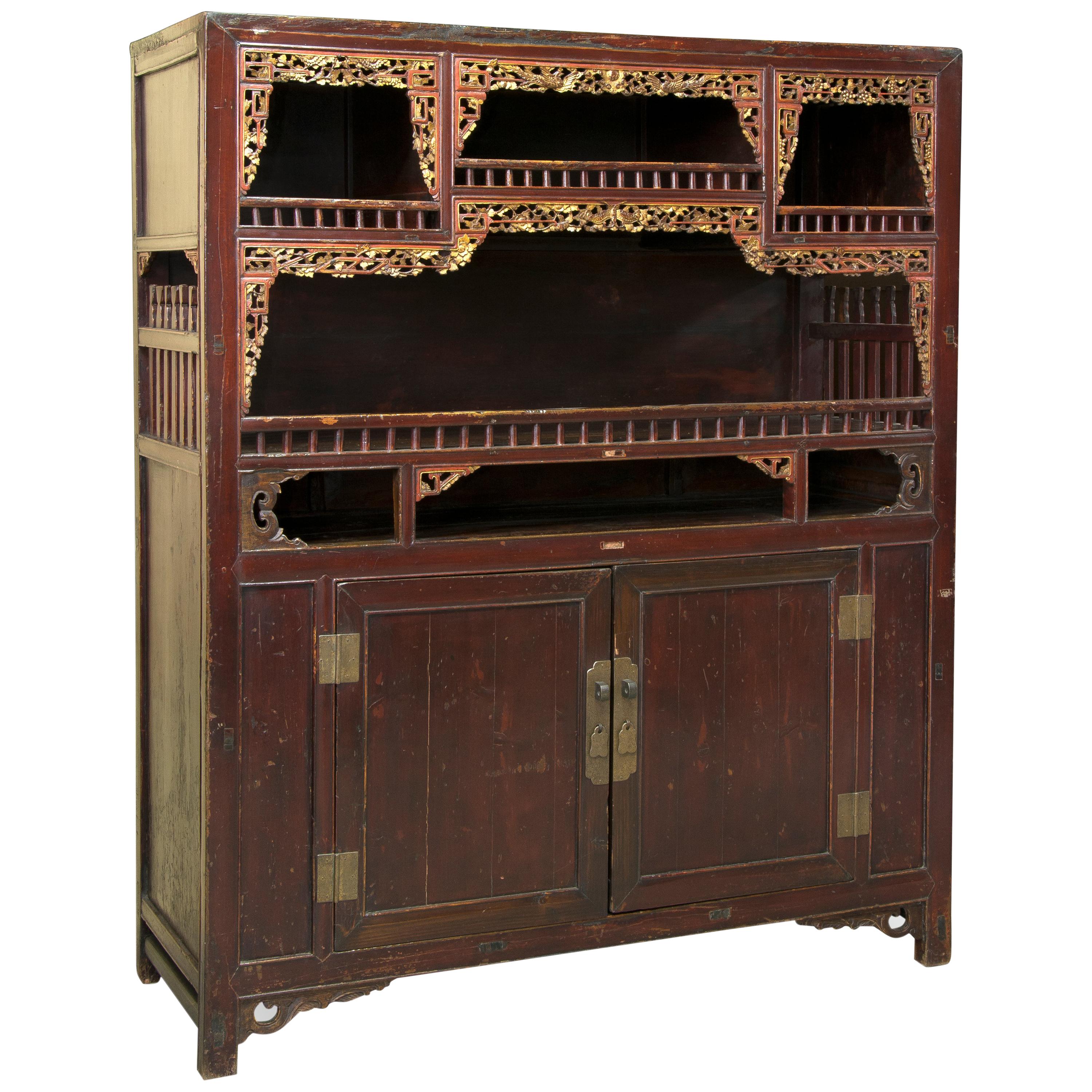 Oriental Cupboard Wood, Metal, circa Early 20th Century