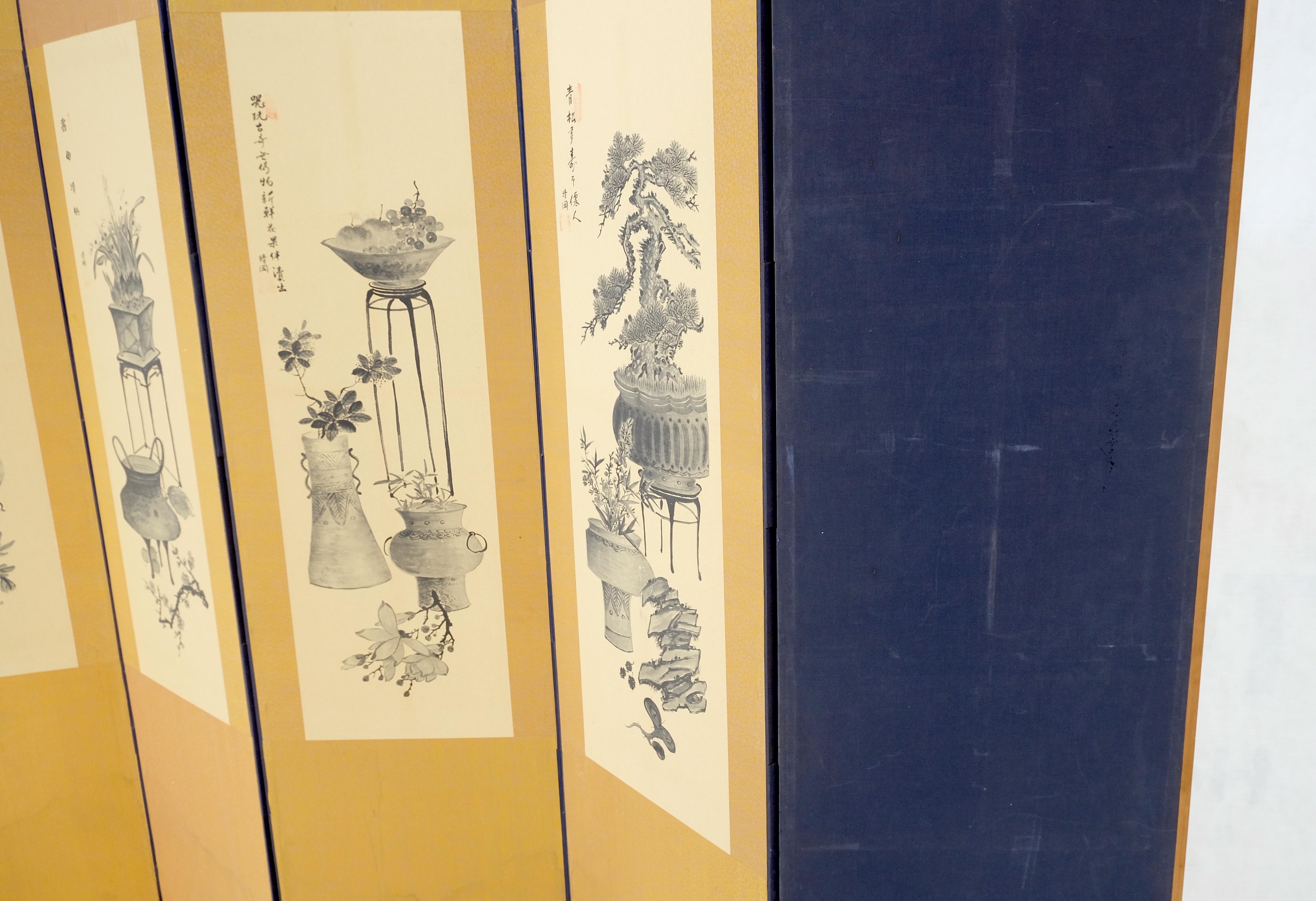Écran de séparation de pièce décoratif oriental à 8 panneaux en soie avec broderie de scène de paon  en vente 13