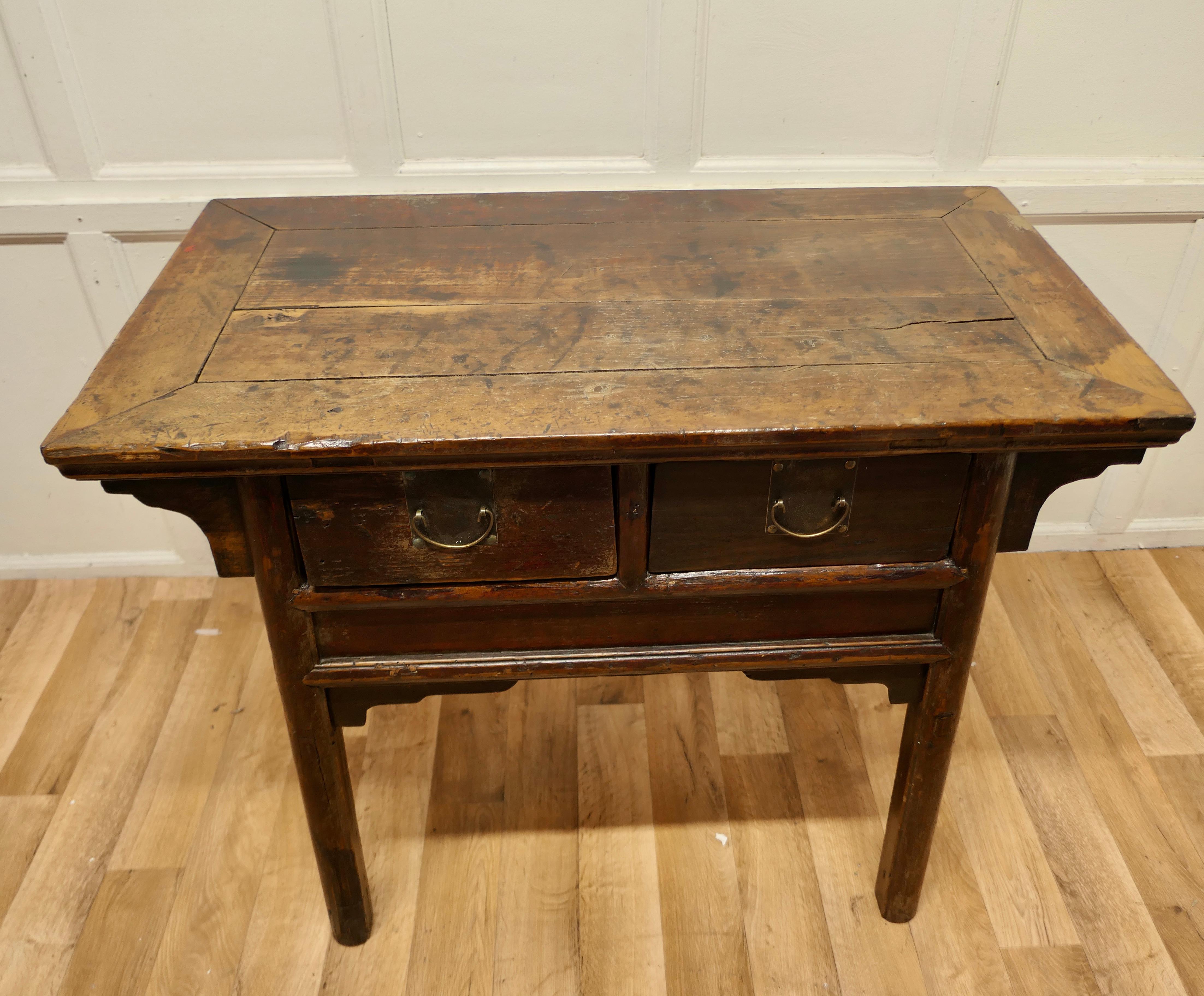 Chinese Export Oriental Deep Side Table or Work Table For Sale