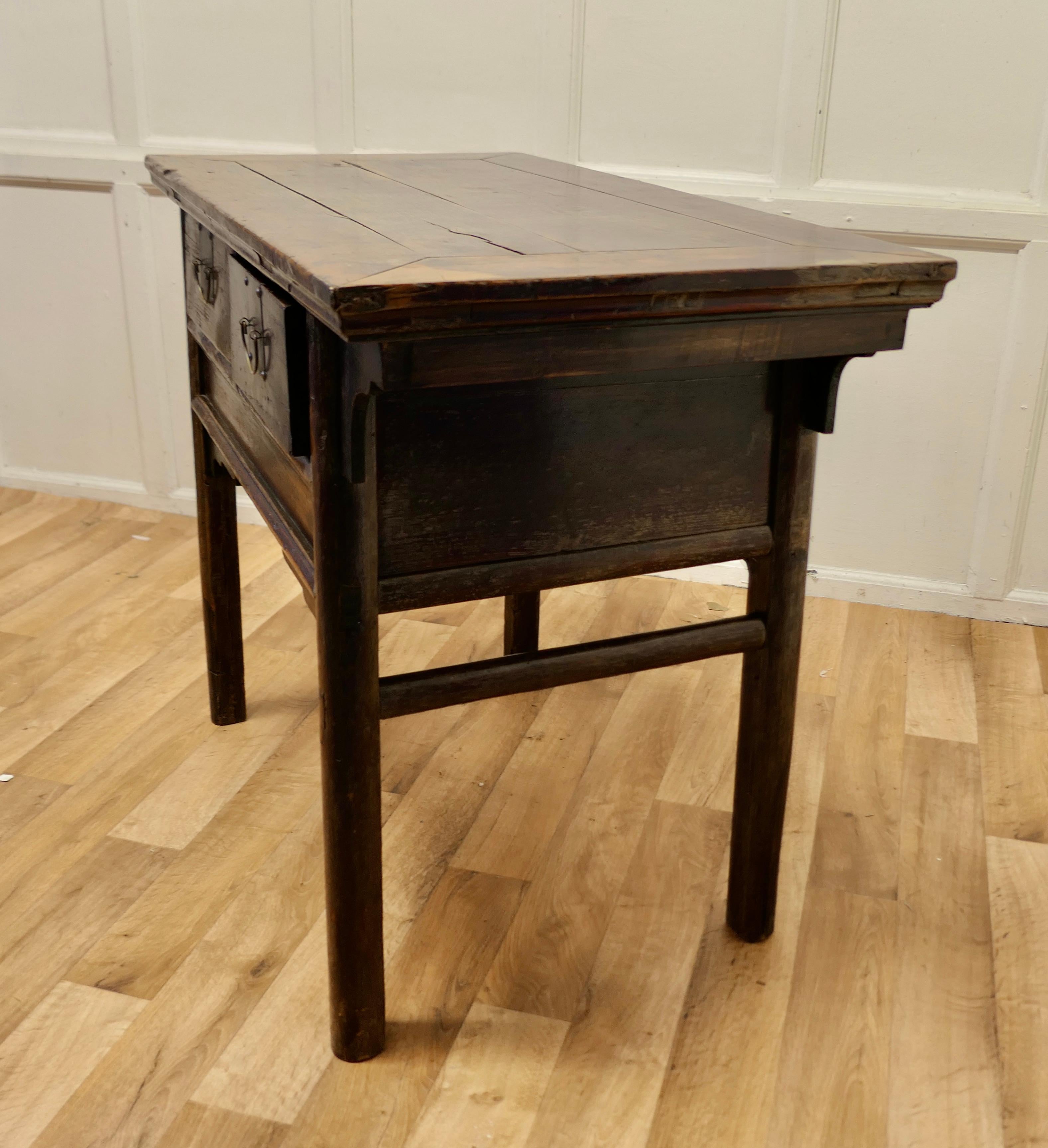 Fruitwood Oriental Deep Side Table or Work Table For Sale