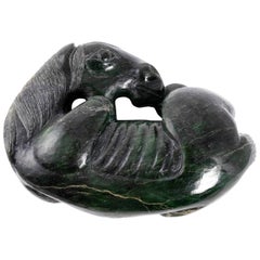 Oriental Design Nephrite Jade Horse #B